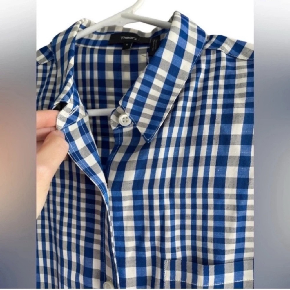 THEORY Mayvine Dillon Plaid Linen-Blend Mini Shirt Dress Size 6 - Picture 10 of 13